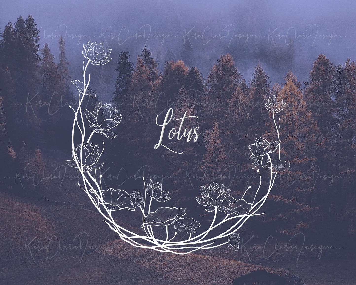 Lotus Flower Wreath Clipart