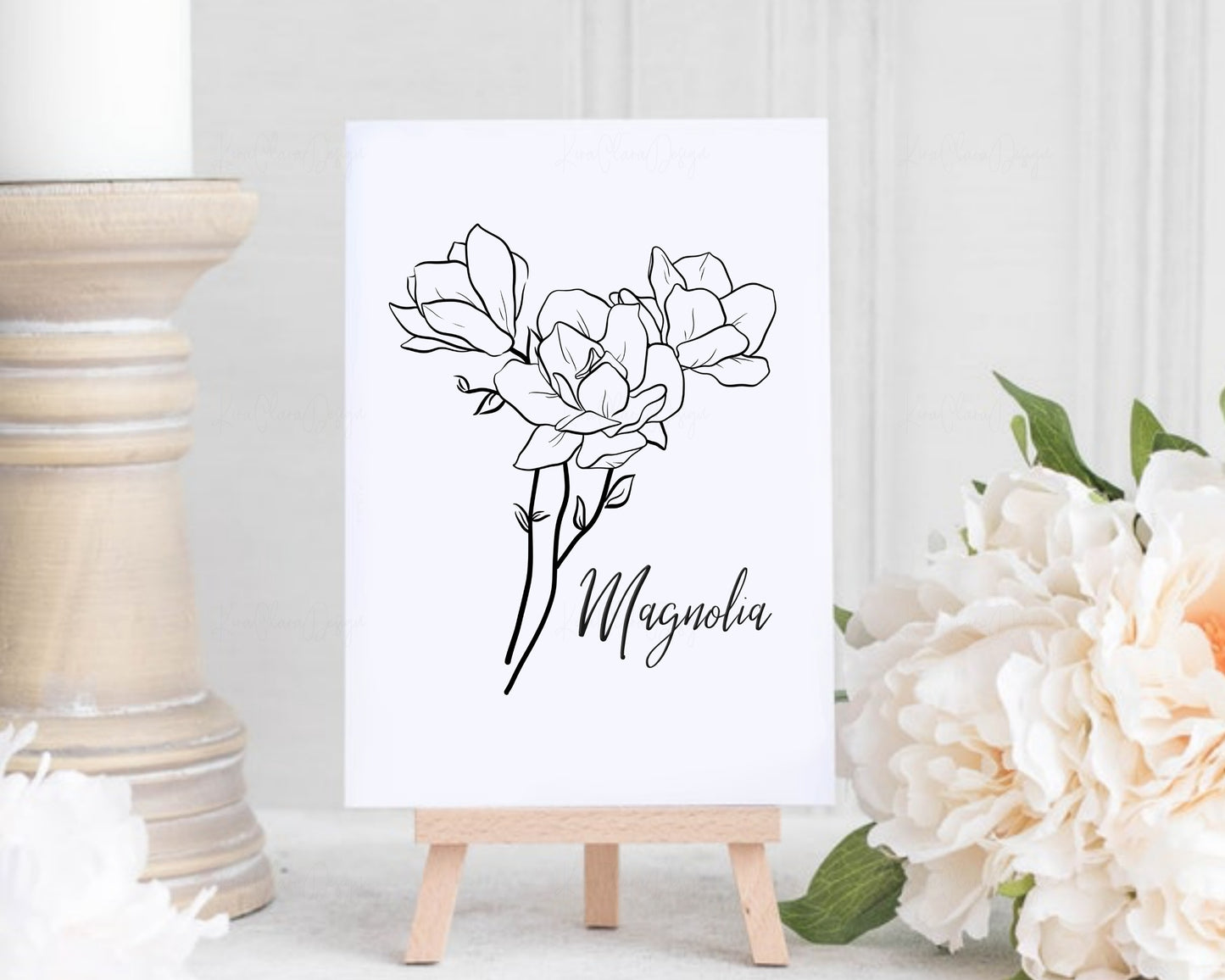 Magnolia Flower Outline Clipart