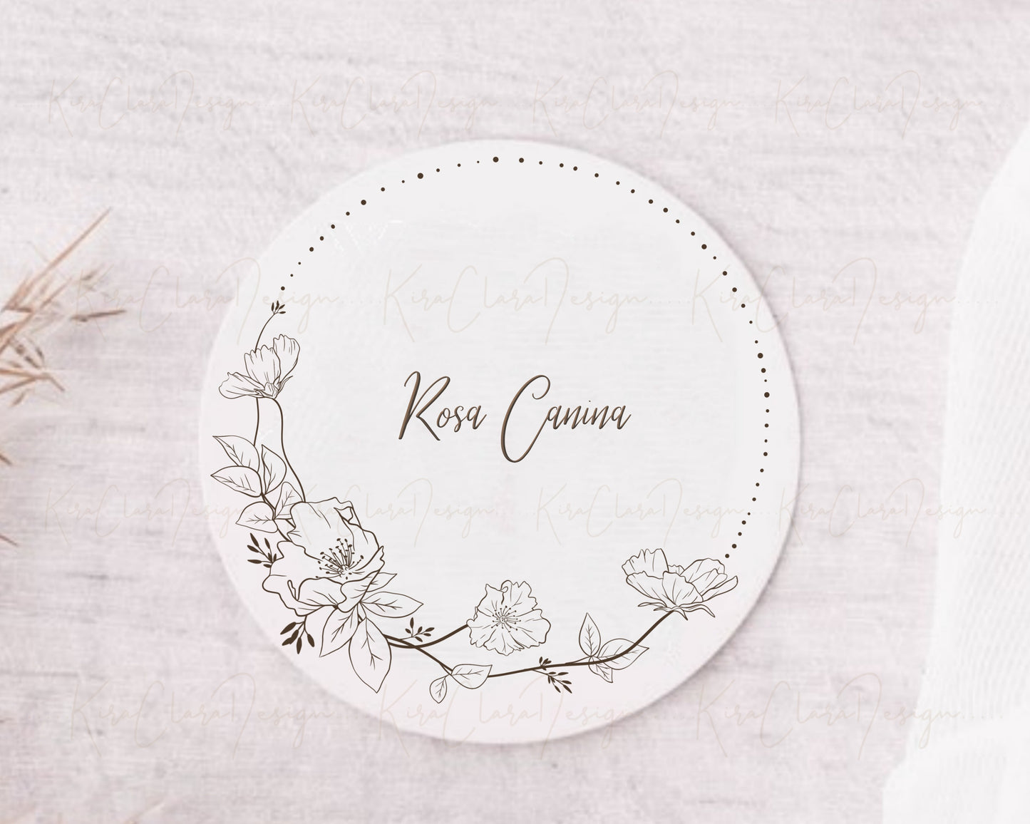 Rosa Canina Flower Circle Wreath Clipart