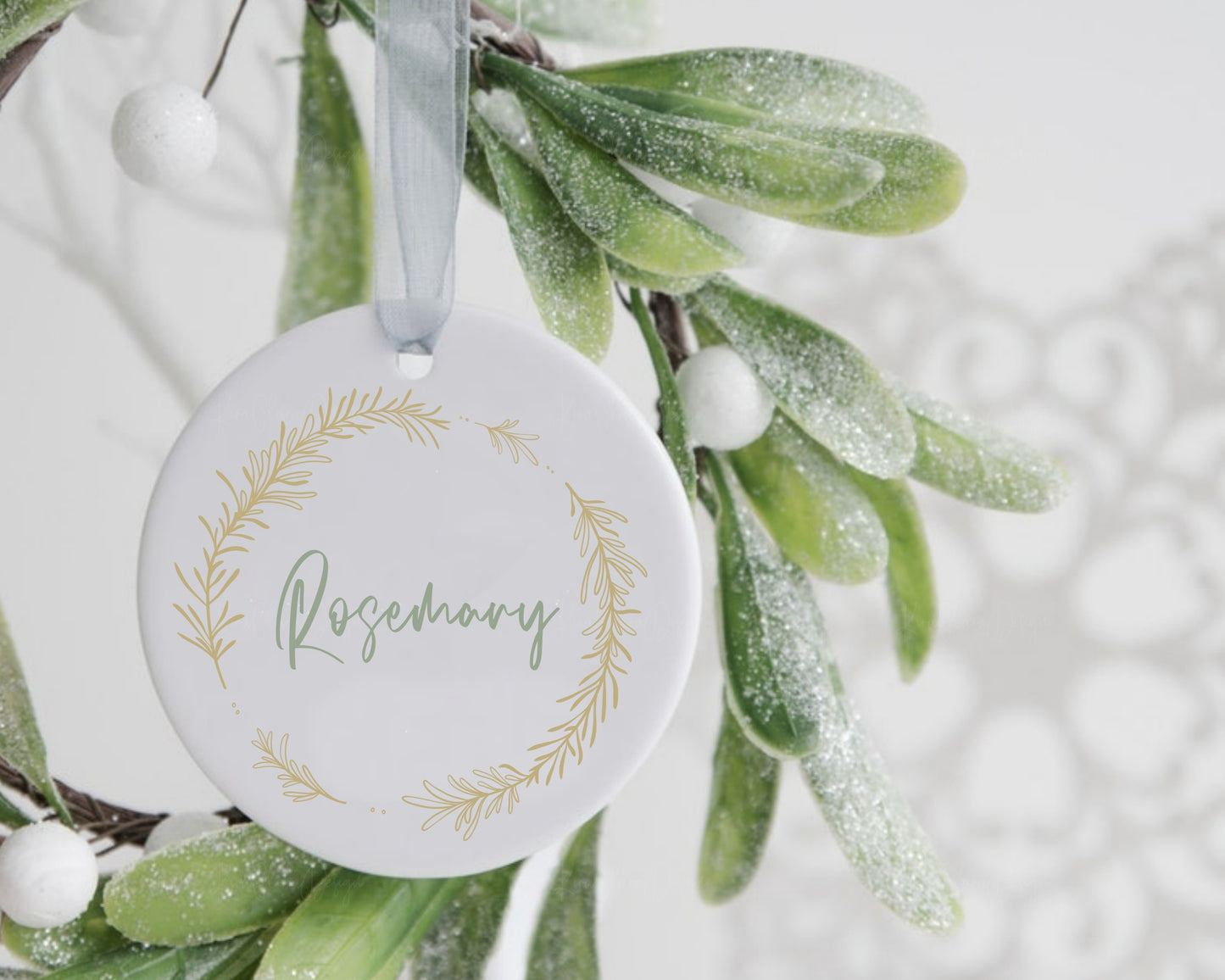 Rosemary Flower Circle Wreath Clipart SVG